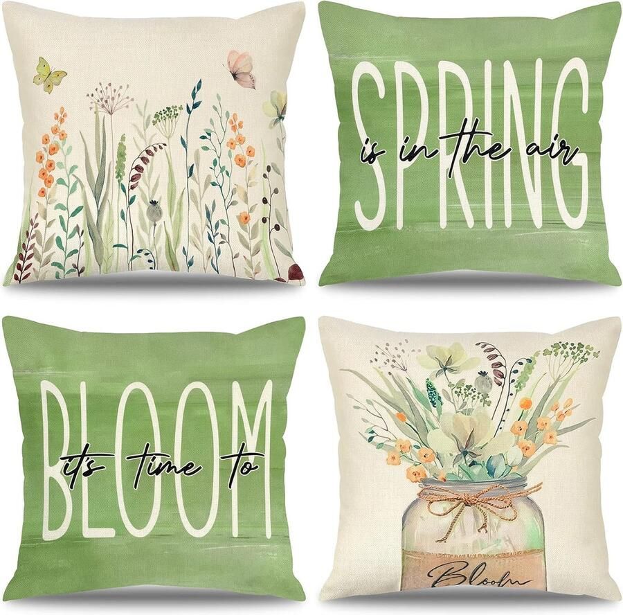 Goodivery Set van 4 Bloem Kussenhoezen 45 x 45 cm voor Bank Slaapkamer Auto en Bed