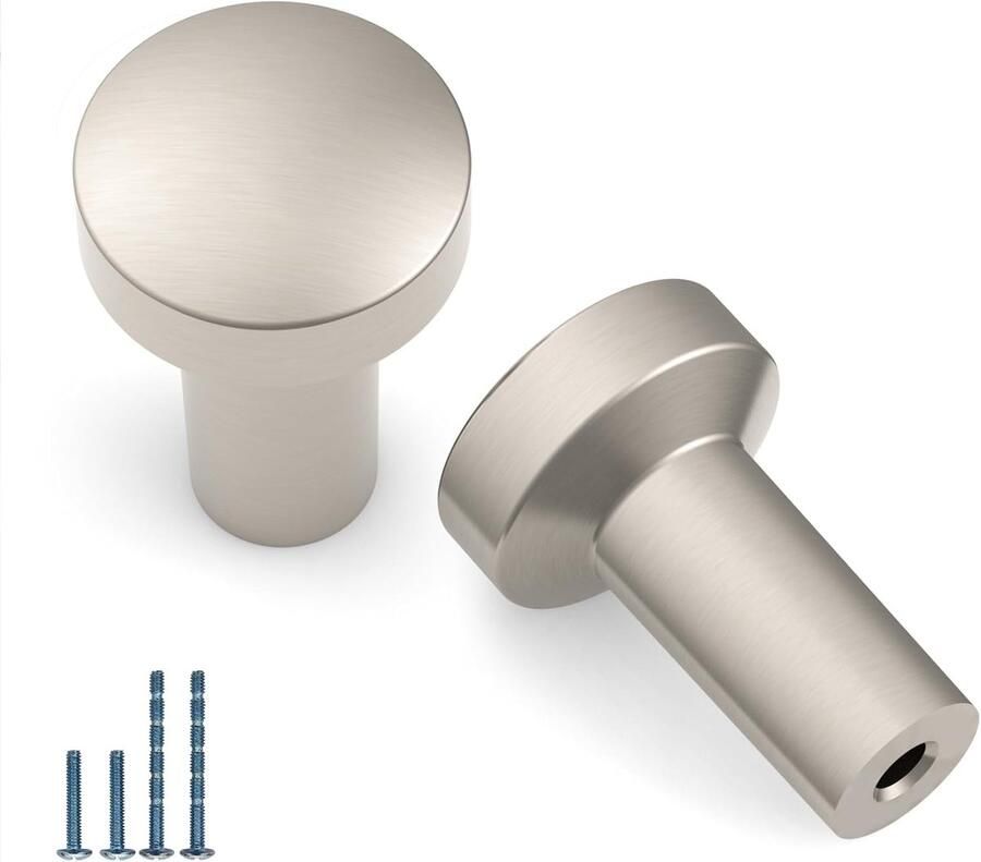 Luvetrex Set van 6 Meubelknoppen van Geborsteld Nikkel voor Kasten en Laden