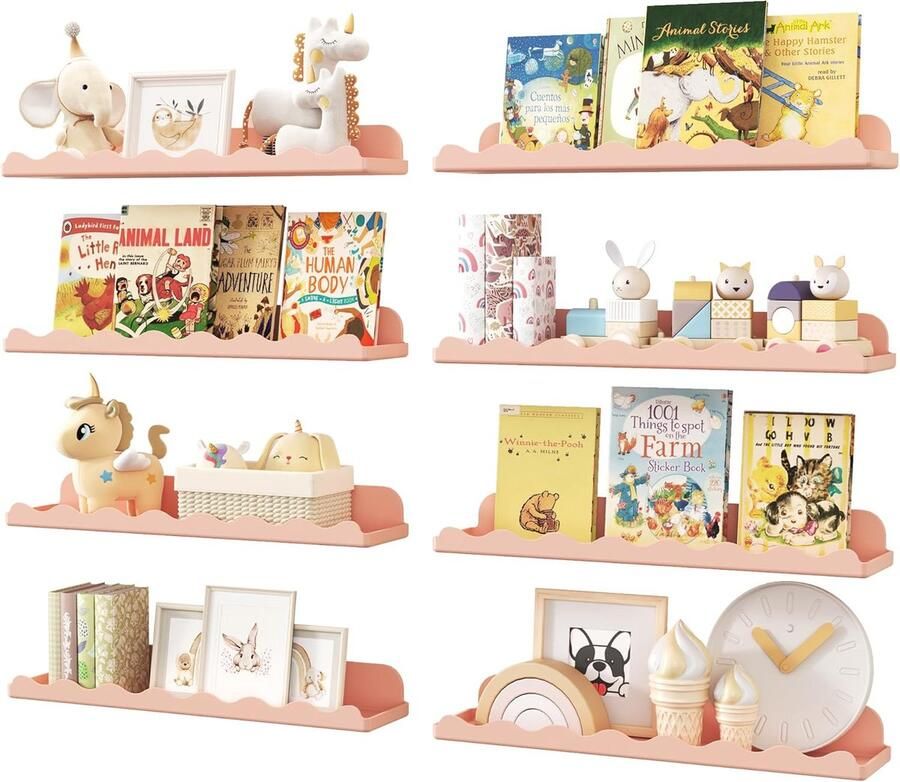 Luvetrex Speelse Wandplank Set van 8 voor Kinderkamerdecoratie