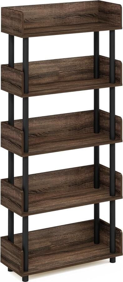 Luvetrex Stijlvolle 5-Lagen Vrijstaande Display Plank voor Multifunctioneel Gebruik Walnoot