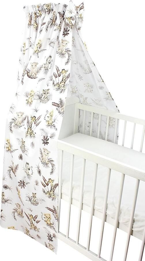 Luvetrex Stijlvolle Baby Bed Hemel Met Strikken En Leeuwenmotief In Beige 160 x 240 cm