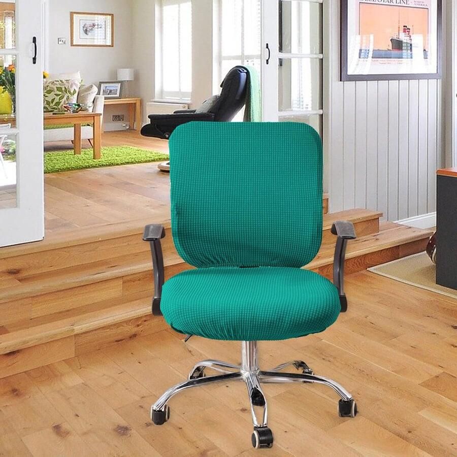 Luvetrex Stijlvolle Elastische Stoelhoezen voor Kantoorstoelen in Verwijderbare Stof Donkergroen