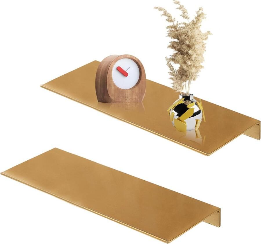 Luvetrex Stijlvolle en Functionele Gouden Wandplanken van Metaal voor Ruimtes