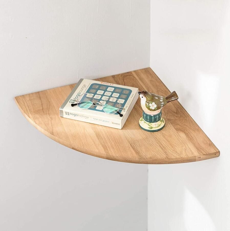 Luvetrex Stijlvolle Hoekplank van Eikenhout voor Slaapkamer en Woonkamer met Ronde Eindes