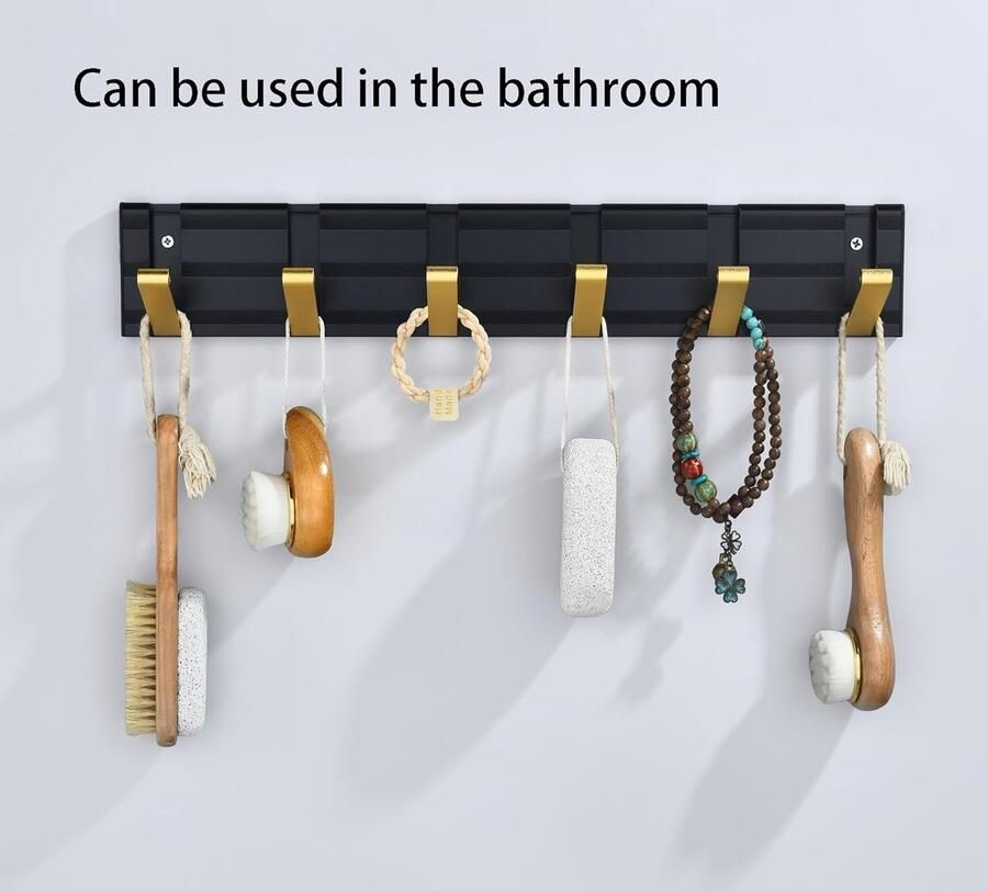 Luvetrex Stijlvolle Muurkapstok met 5 Opklapbare Haken voor Jassen Tassen en Hoeden Zwart Goud