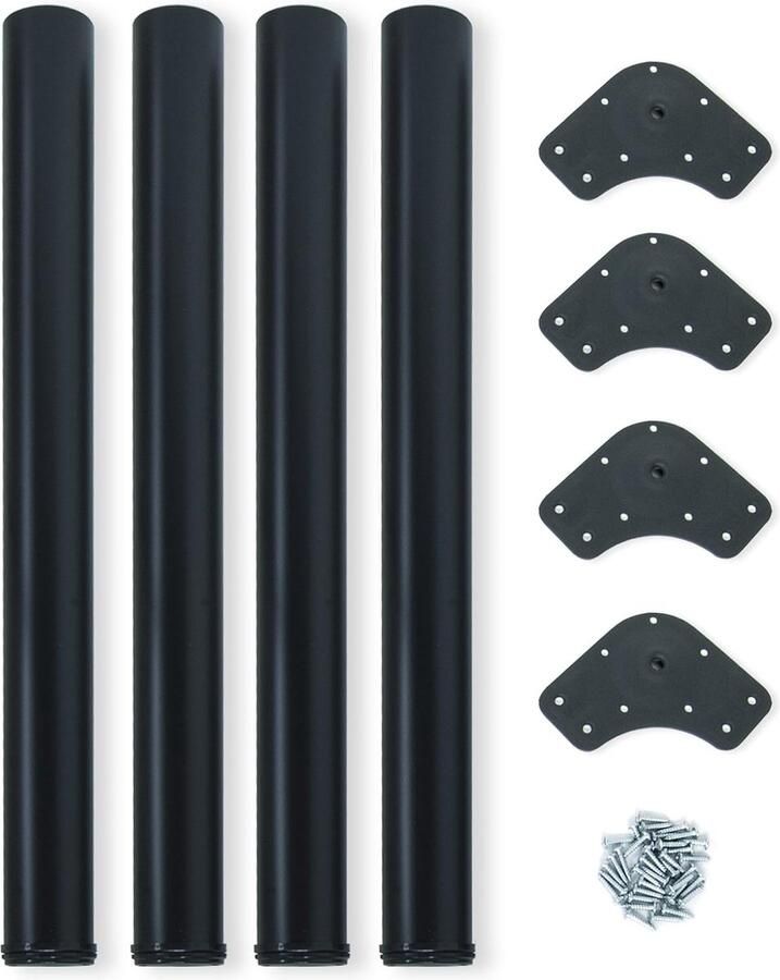 Luvetrex Stijlvolle Verstelbare Tafelpoten van Staal Ø60x710mm Zwart Gelakt