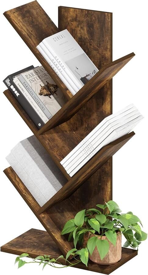 Luvetrex Stijlvolle Vijf-Laags Boom Boekenkast met Uniek Ontwerp voor Woonkamer en Kantoor