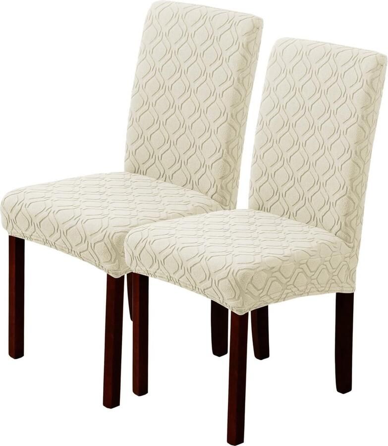 Luvetrex Stoelhoezen stretch stoelhoezen schommelstoelen afneembaar wasbare stoelhoes voor eetkamer keuken hotel (set van 2 beige)