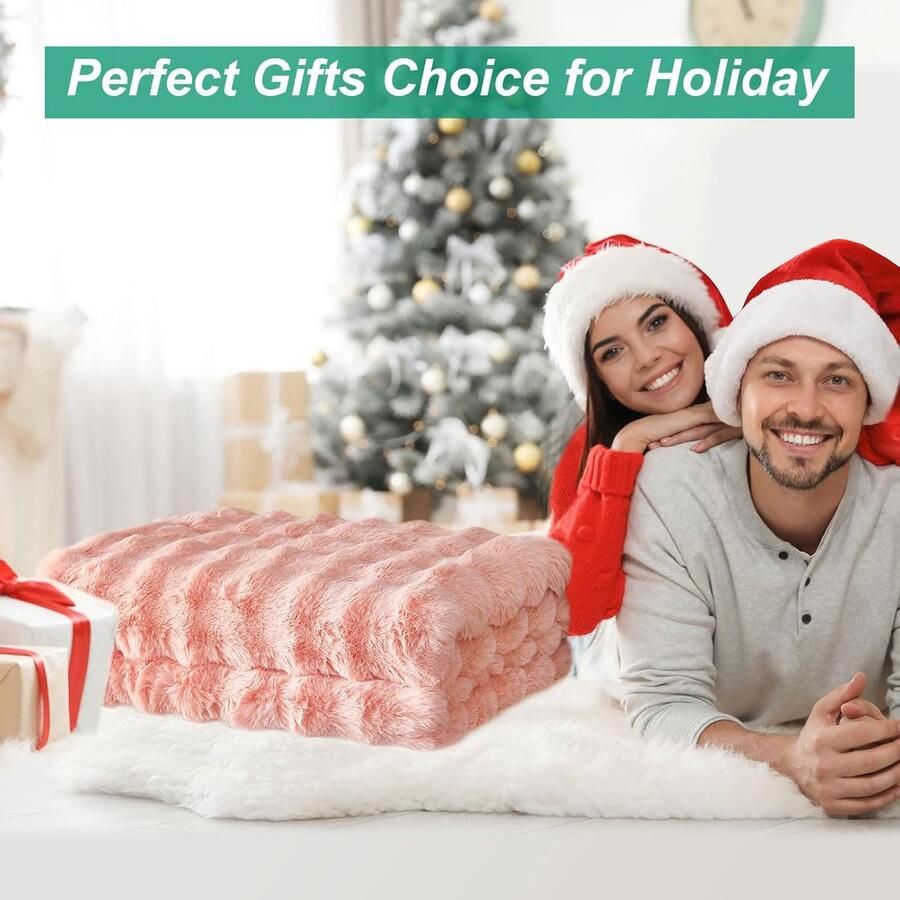 Luvetrex Super Zachte en Warme Pluche Deken voor Bank Bed en Sofa 160 x 200 cm Roze