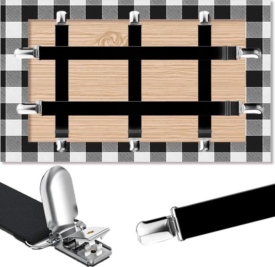 Luvetrex Tafelkleedklemmen clips tafelkleedklemmen voor buitentafels 5 stuks tafelkleedklemmen elastische bedlakenbevestiging voor beddengoed bed zwart