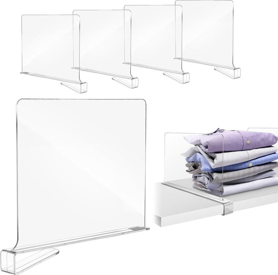 Luvetrex Transparante en Multifunctionele Plankverdelers voor Kasten 4 Stuks 30 x 20 cm Eenvoudige Installatie