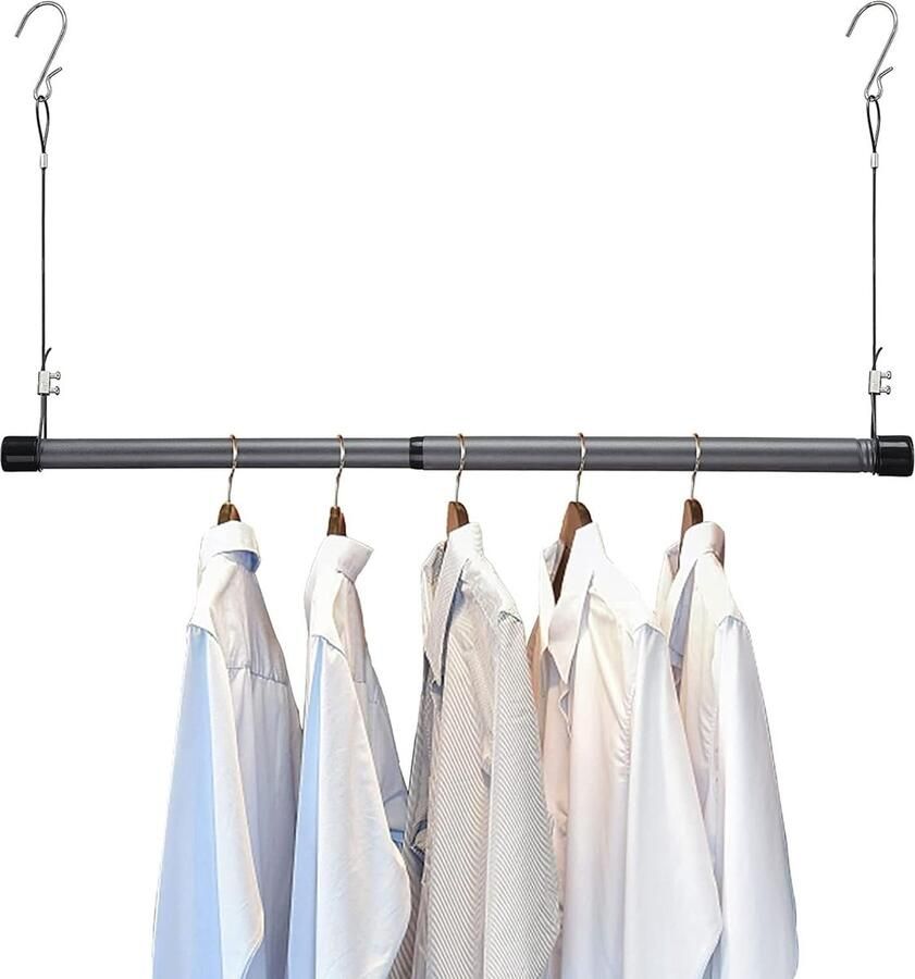Goodivery Verstelbare Telescopische Kledingroede voor Kast van Roestvrij Staal 38-63 cm Zilver