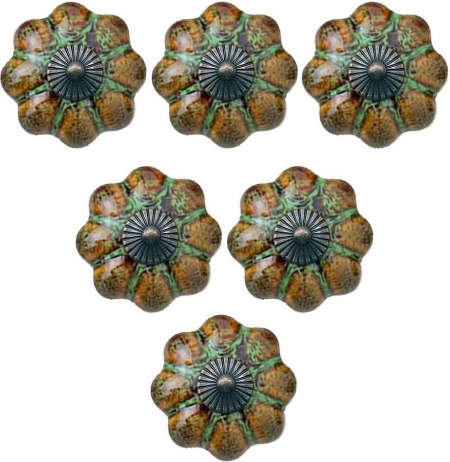 Luvetrex Vintage Europese Stijl Keramische Glazen Pompoen Knoppen voor Kast en Lade (Groen)