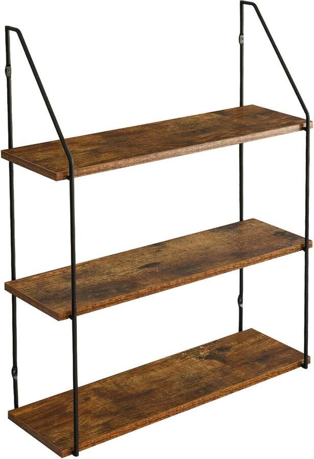 Luvetrex Vintage Houten en Metalen Wandplanken voor Stijlvolle Opbergruimte in Huiselijke Omgeving