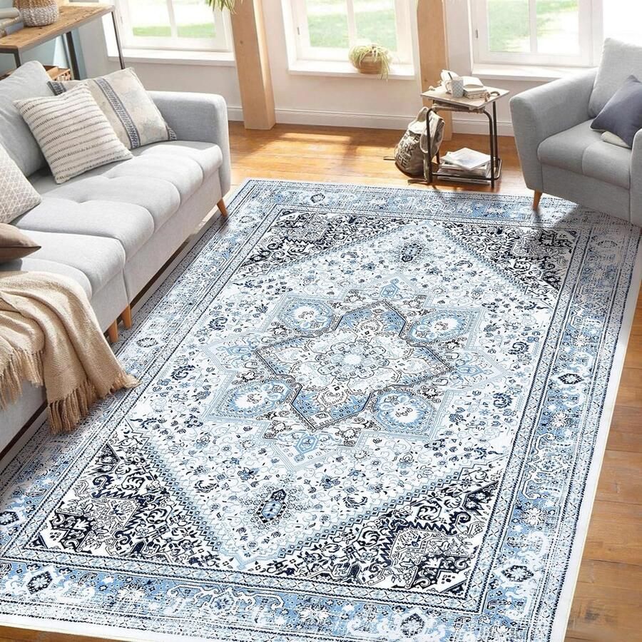 Luvetrex Vintage Stijl Vloerkleed met Oriëntaals Medaillon Design Lintvrij en Gemakkelijk Onderhoud 80 x 150 cm