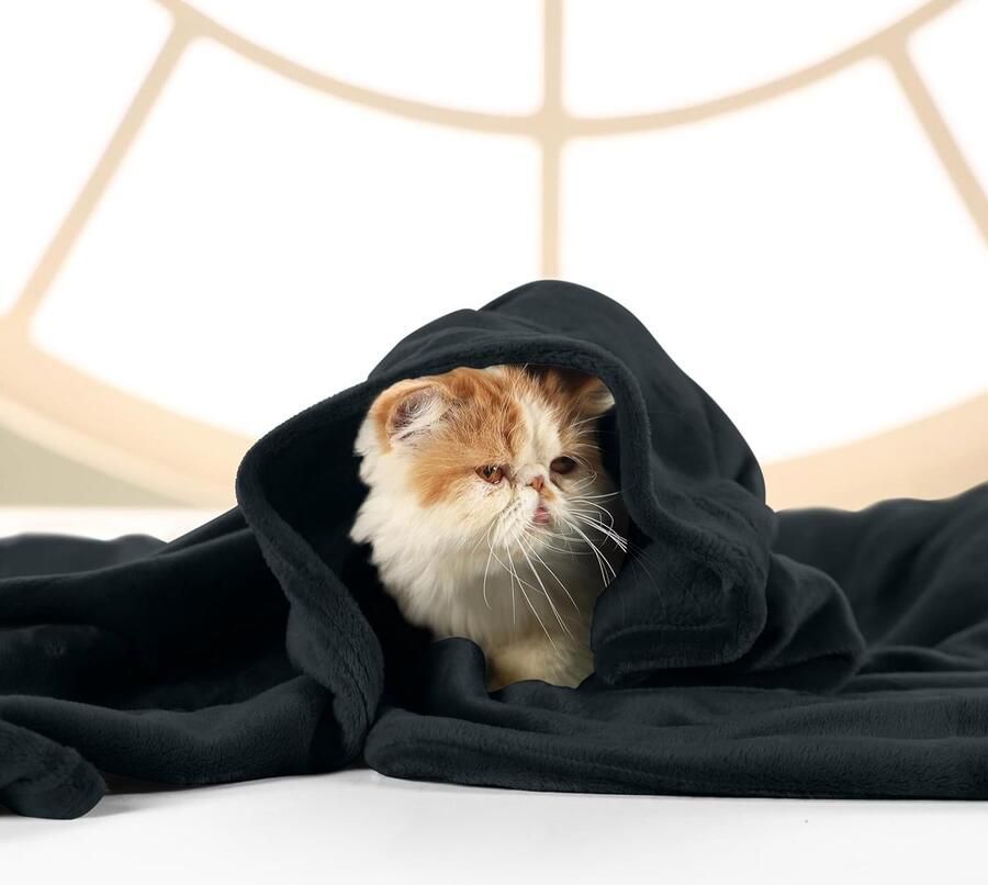 Luvetrex Zachte en Lichte Fleece Deken voor Bed Bank en Sofa (150 x 200 cm) Zwart