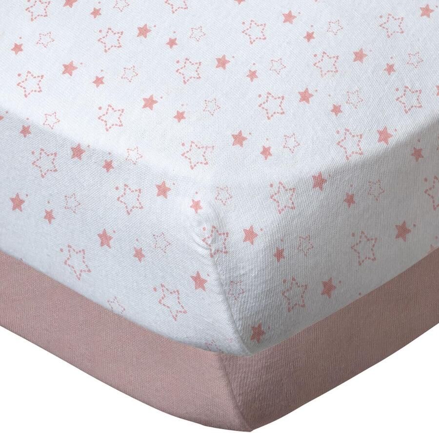 Luvetrex Zachte en Set van 2 Hoeslakens voor Babybed Roze en Sterrenmotief 70 x 140 x 17 cm