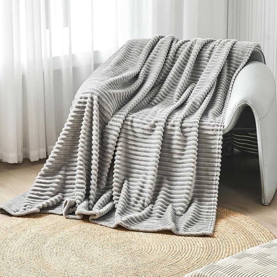Luvetrex Zachte Warme Fluffy Deken voor Bank en Bed Grijs 125 x 150 cm
