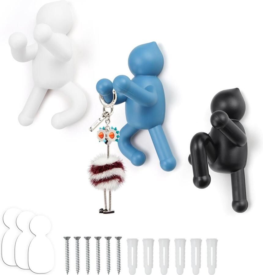 Luvetrex Zelfklevende Muurhaken Set van 3 Grappige Menselijke Figuren