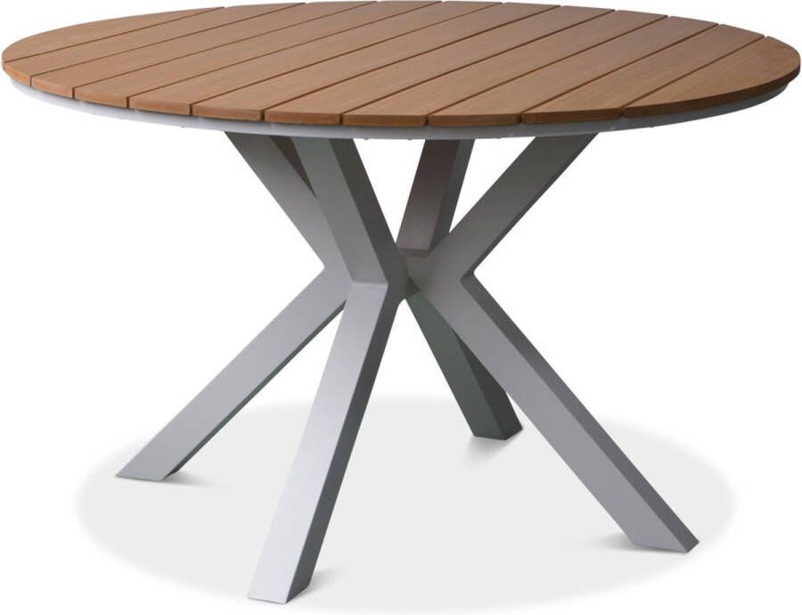LUX outdoor living Calgary dining tuintafel aluminium + polywood Natural Wood 120cm rond 4 personen