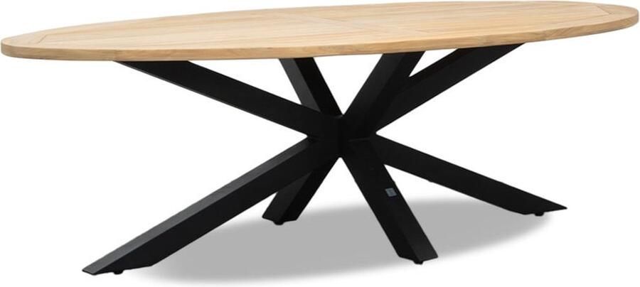 LUX outdoor living Cleve dining tuintafel teakhout + staal Teak ovaal 240cm 8 personen