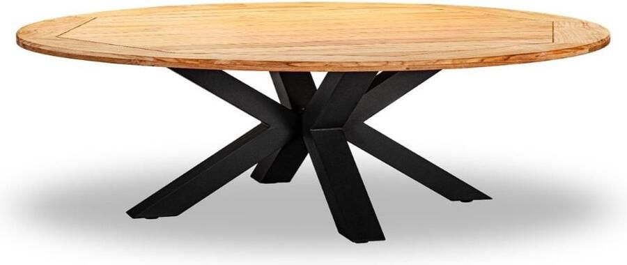 LUX outdoor living Cleve dining tuintafel teakhout + staal Teak ovaal 280cm 8 personen