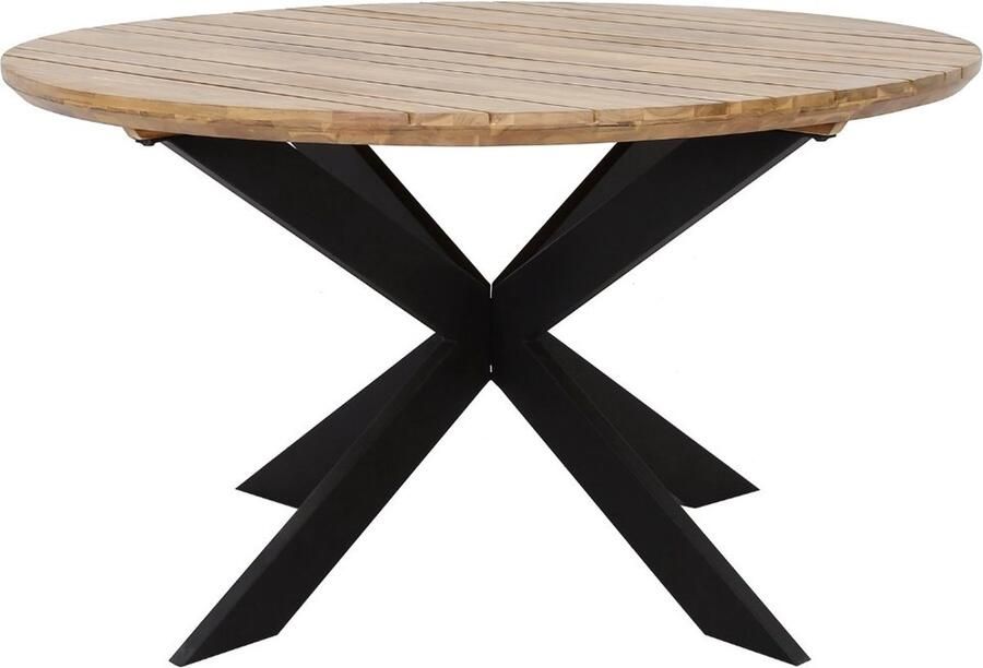 LUX outdoor living Salo dining tuintafel hardhout + staal Dark Teak Look 135cm rond 4 personen 5 personen