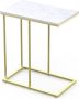 LUXALIVING Bijzettafel Salontafel Natuursteen Marmerlook Tafel Laptop tafel Nachtkastje Goud Metaal L30 x B50 x H58 cm - Thumbnail 1