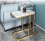 LUXALIVING Bijzettafel Salontafel Natuursteen Marmerlook Tafel Laptop tafel Nachtkastje Goud Metaal L30 x B50 x H58 cm - Thumbnail 3