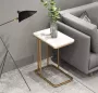 LUXALIVING Bijzettafel Salontafel Natuursteen Marmerlook Tafel Laptop tafel Nachtkastje Goud Metaal L30 x B50 x H58 cm - Thumbnail 4