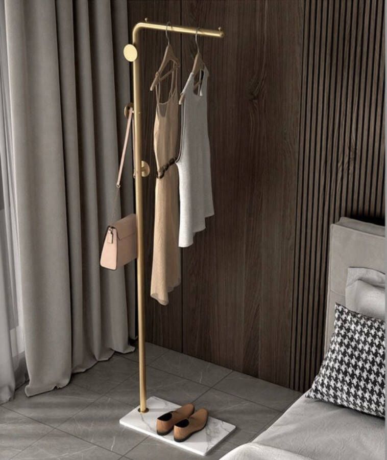 LUXALIVING Kapstok Wit marmeren voet Staande Kapstok 3 Haaks L45 x B25 x H170 cm Kledingrek