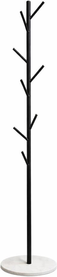 LUXALIVING Staande Kapstok met 8 Haken en Marmeren Voet – Zwart Wit – Design Garderoberek voor Hal Entree of Slaapkamer – 170 x 32 cm - Foto 3