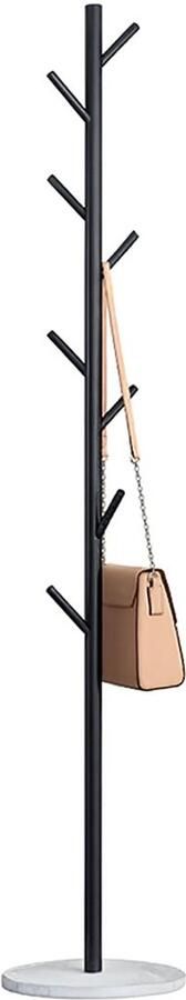 LUXALIVING Kapstok staand -wit marmeren voet Vrijstaande Kapstok Zwart Wit- Staande kapsok 8 Haaks 170x32cm