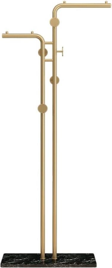 LUXALIVING kapstok staand- Zwart marmeren voet -Garderoberek- Staande Kapstok -5 Haaks H170 x B60 cm Kledingrek Goud Zwart - Foto 2