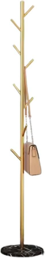 LUXALIVING Kapstok staand Zwart marmeren voet Vrijstaande Kapstok Zwart Goud Staande kapsok 8 Haaks 170x32cm - Foto 2