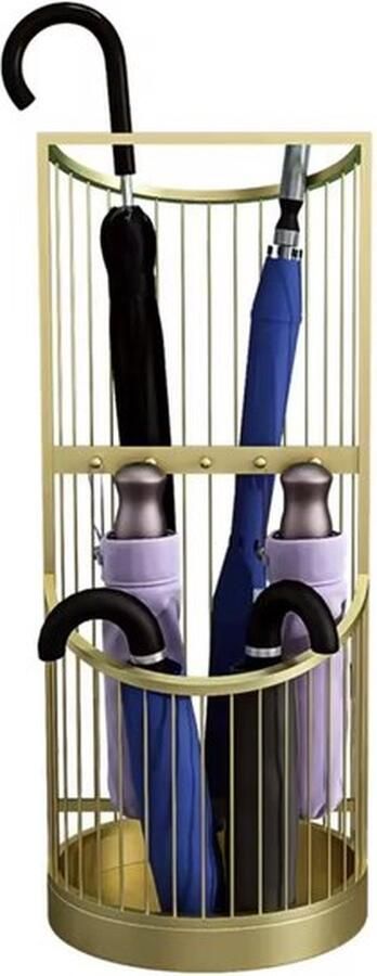 LUXALIVING Metalen Paraplubak met Lekbak- Parapluhouder Antislipvoetjes 55x25cm- Paraplubakken Goud