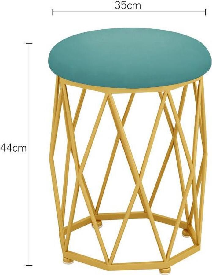 LUXALIVING Poef Goud Groen Kruk Metaal Ø 34 x H44 cm - Foto 2