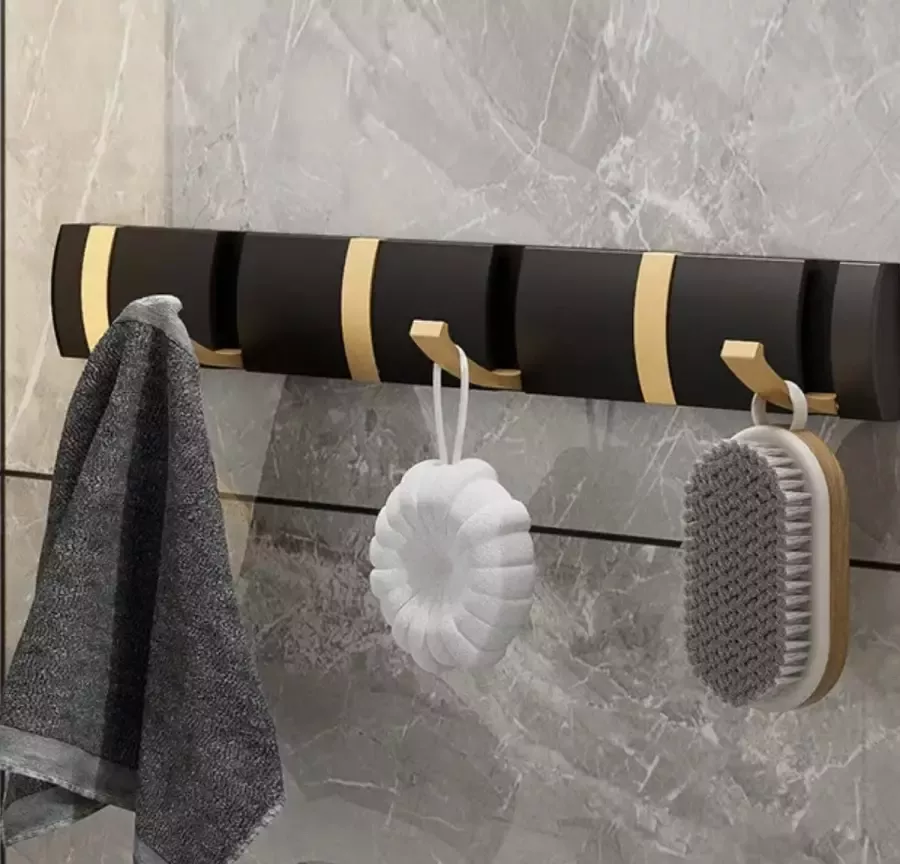 LUXALIVING luxe metalen kapstok 5 haaks inklapbare haken woondecoratie badkamer galerij 34cm