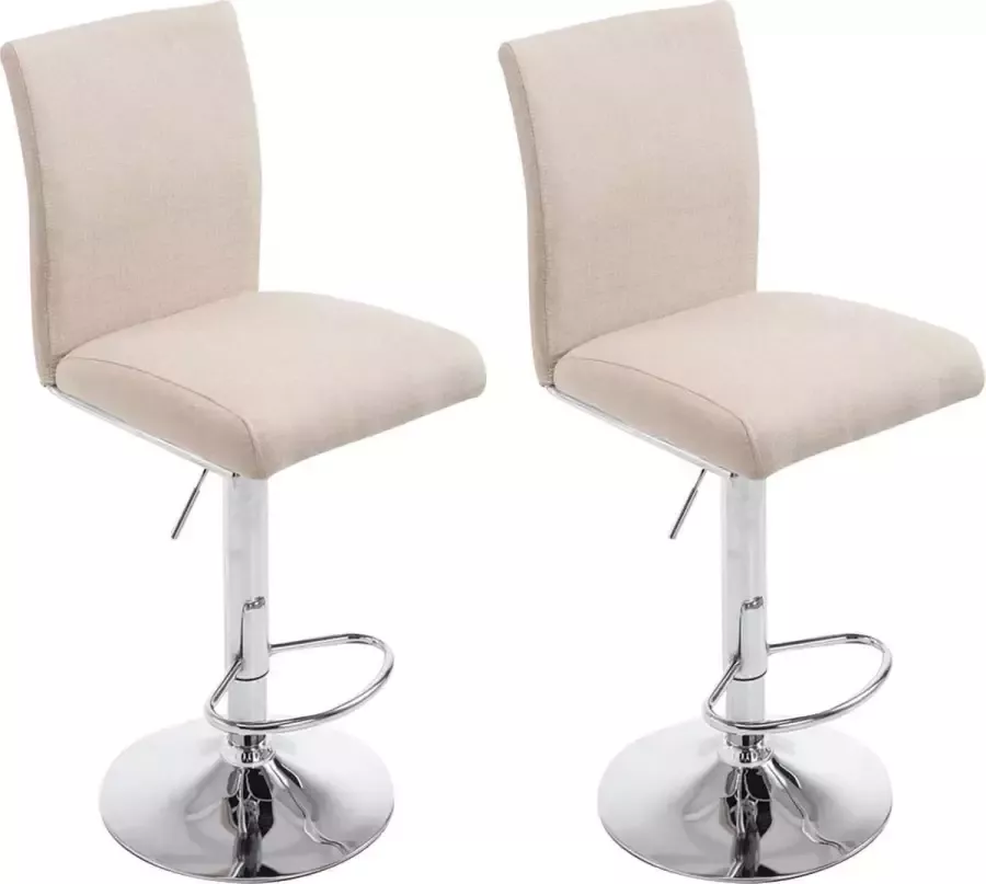 Luxe Comfort Barkruk Barkrukken set van 2 Design Verstelbaar Stof Beige 39x47x115 cm