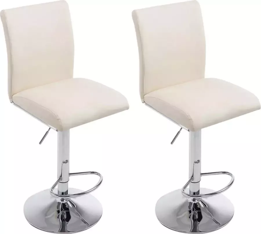 Luxe Comfort Barkruk Barkrukken set van 2 Design Verstelbaar Stof Crème 39x47x115 cm