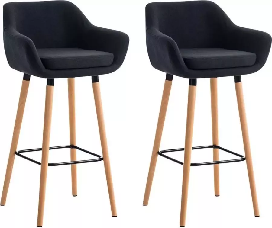 Luxe Comfort Barkruk Barkrukken set van 2 Design Voetensteun Armleuningen Zwart 55x46x99 cm