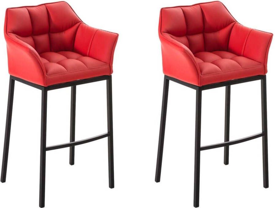 Luxe Comfort Barkruk Barkrukken set van 2 Voetensteun Armleuning Kunstleer Rood 64x48x110 cm