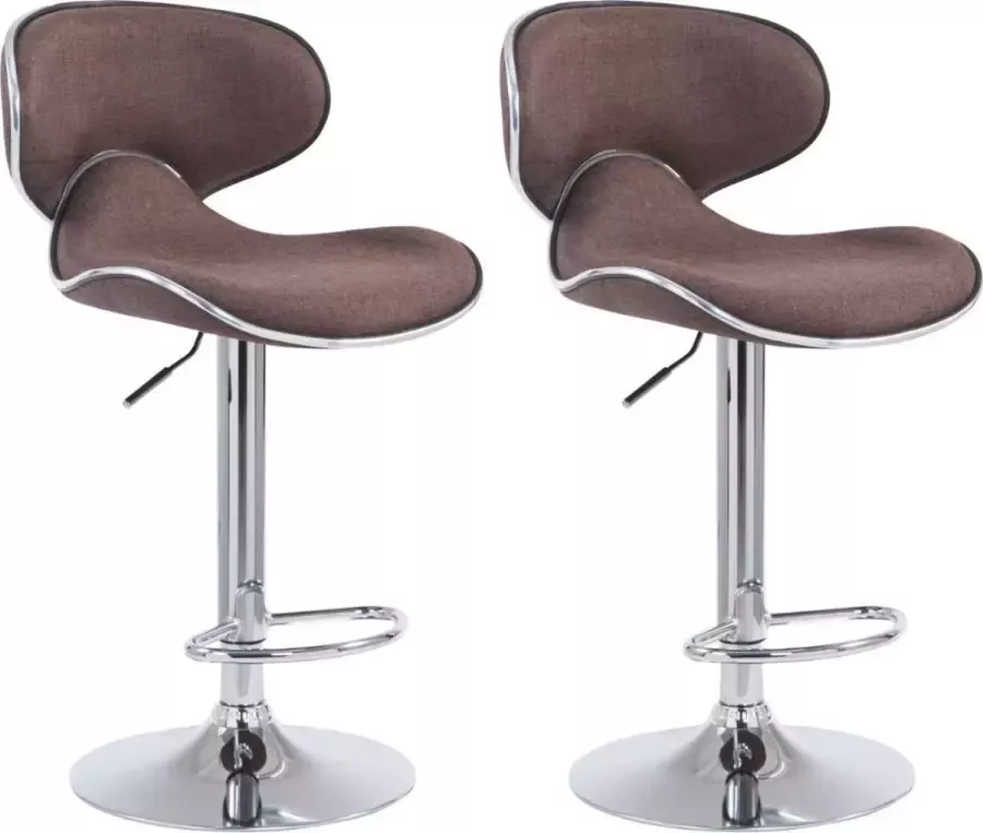 Luxe Comfort Barkruk Barkrukken set van 2 Voetensteun In hoogte verstelbaar Stof Bruin 46x49x108 cm