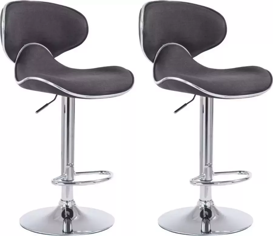 Luxe Comfort Barkruk Barkrukken set van 2 Voetensteun In hoogte verstelbaar Stof Donkergrijs 46x49x108 cm