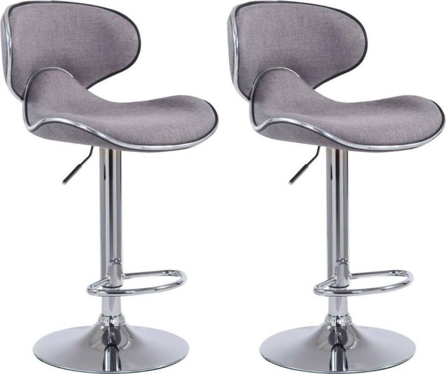 Luxe Comfort Barkruk Barkrukken set van 2 Voetensteun In hoogte verstelbaar Stof Grijs 46x49x108 cm