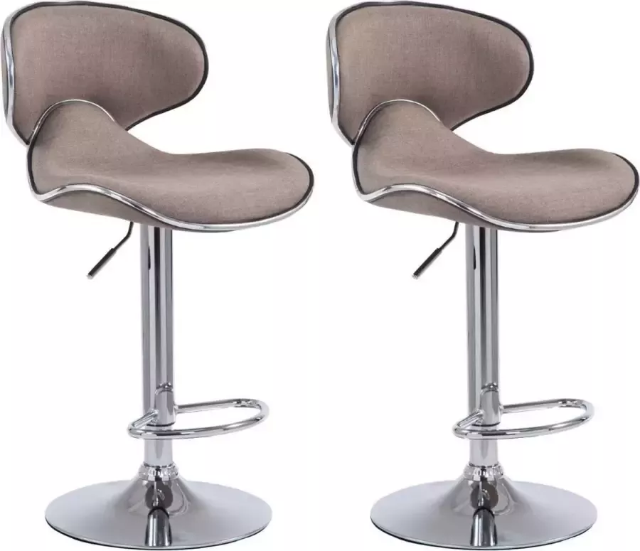 Luxe Comfort Barkruk Barkrukken set van 2 Voetensteun In hoogte verstelbaar Stof Taupe 46x49x108 cm