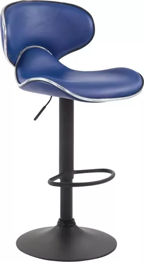 Luxe Comfort Barkruk Kruk Design Voetensteun Kunstleer Zwart blauw 46x49x108 cm