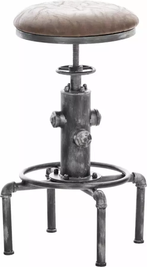 Luxe Comfort Barkruk Kruk Industrieel Rond Kunstleer Zilver 35x35x79 cm