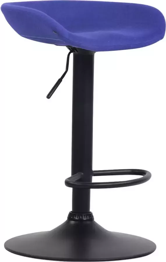 Luxe Comfort Barkruk Kruk Voetensteun In hoogte verstelbaar Stof Blauw zwart 52x43x77 cm