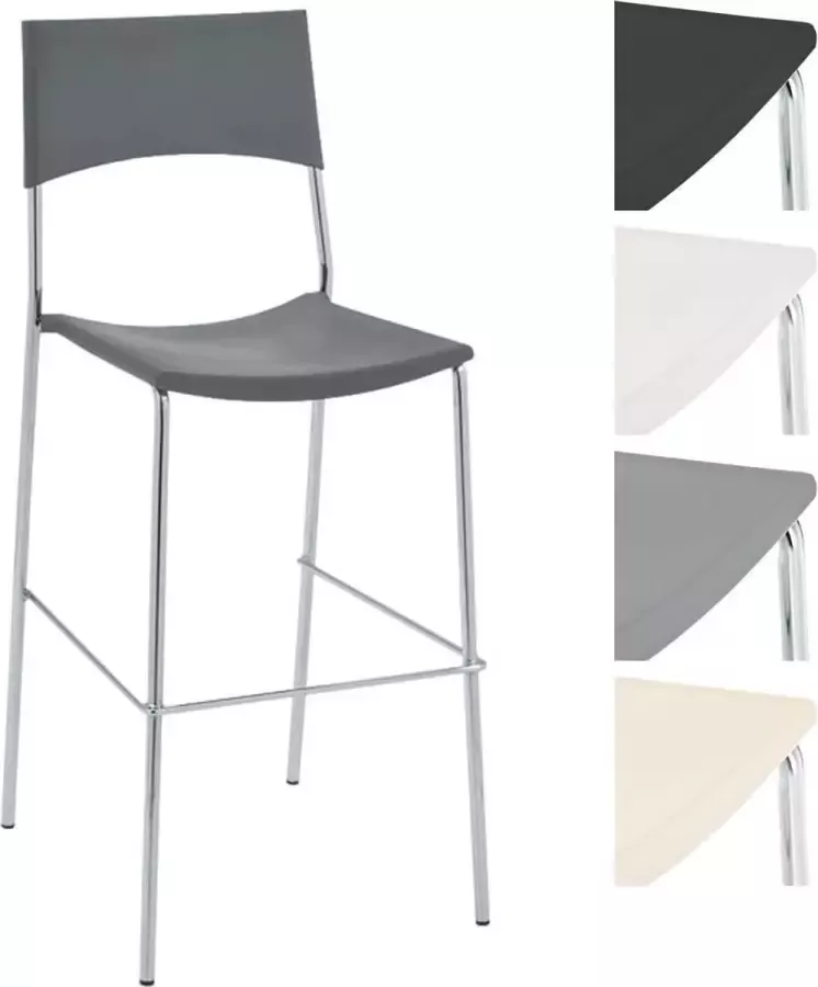 Luxe Comfort Barkruk Modern Stapelbaar Kunststof Grijs